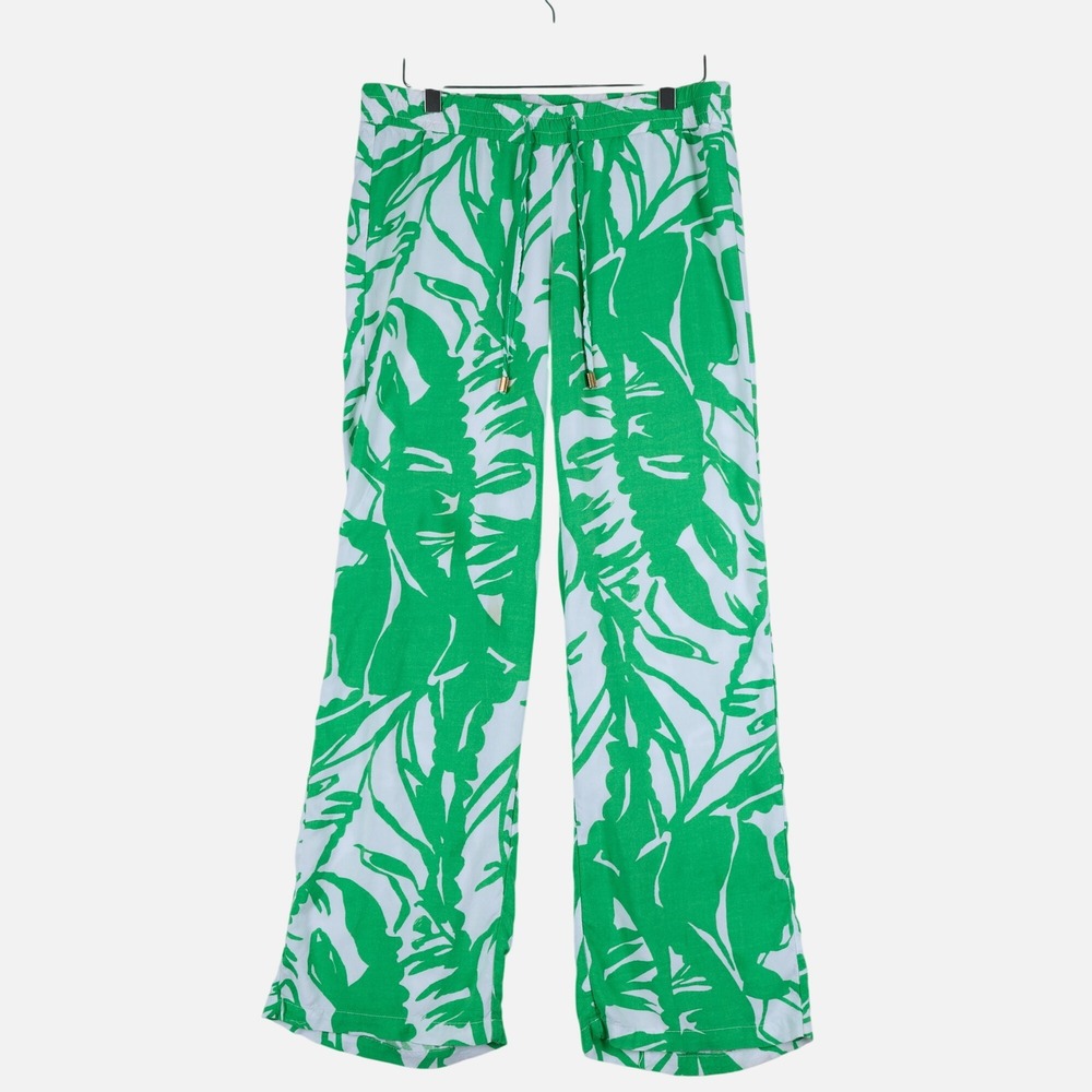 Lilly Pulitzer for Target Green White Palm Print Wide Leg Pants XS